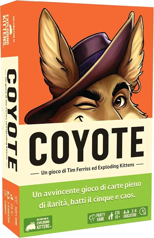 Asmodee Coyote, EIN Brettspiel von Exploding Kittens, 7+ Jahre, 3+ Spieler, italienische Ausgabe