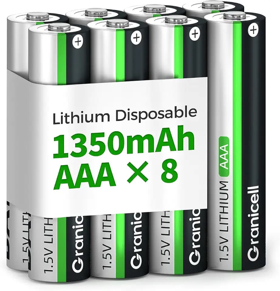 Granicell 8 Stück AAA Lithium Batterien - 1350mAh 1.5V Lithium Nicht Wiederaufladbar Batterien - Speziell entwickelt für Kameras, Taschenlampen, Spielzeug und Haushaltselektronik