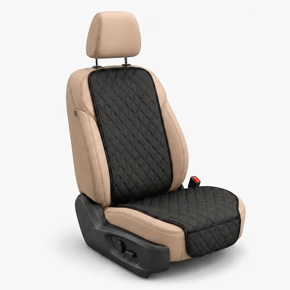 FH Group Car Seat Cushion – Neosupreme Single Front Seat Cover with Front Pockets, Airbag Compatible, Universal Fit Car Seat Cushion for Driver or Passenger Seat, SUV, Truck, Sedan & Van – Black