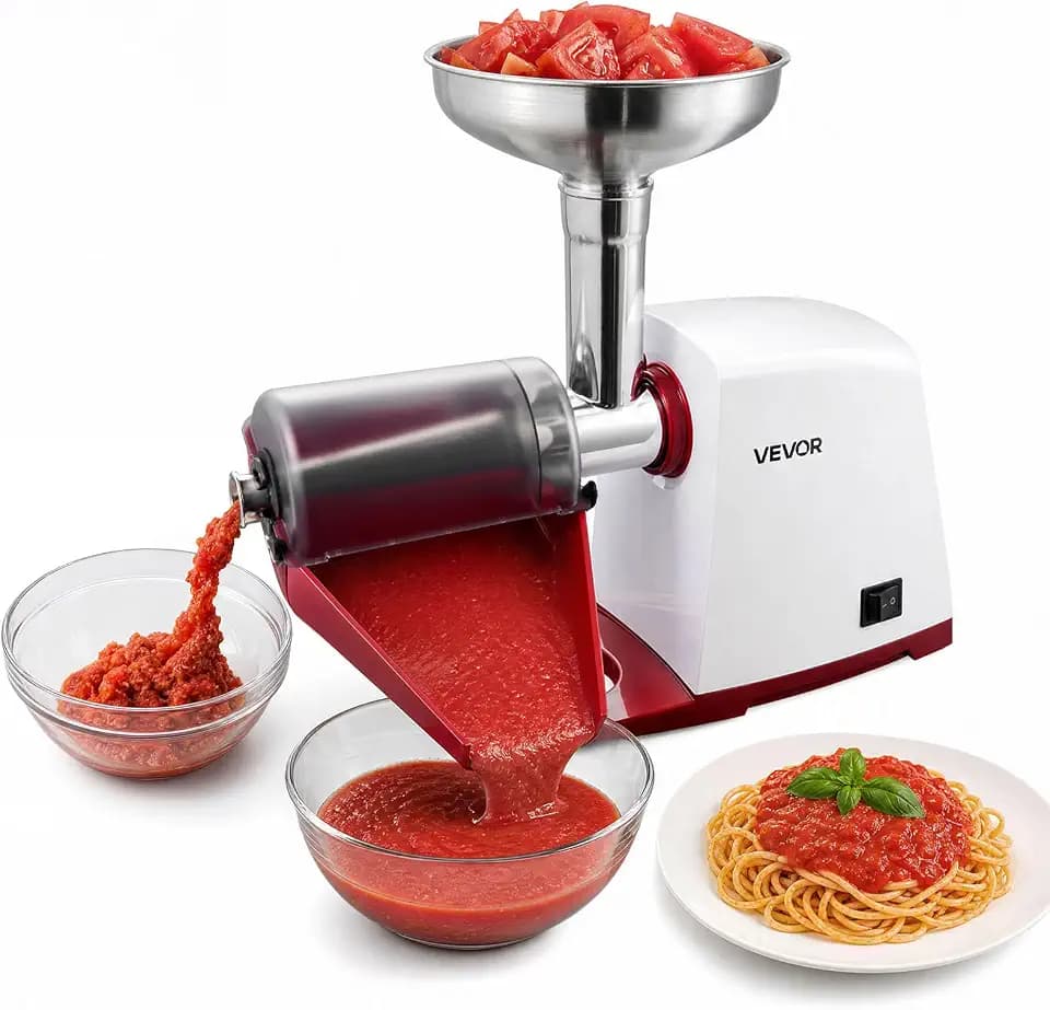 VEVOR Tomatenpresse Elektrisch Max. 800 W Edelstahl Passiermaschine Weiß