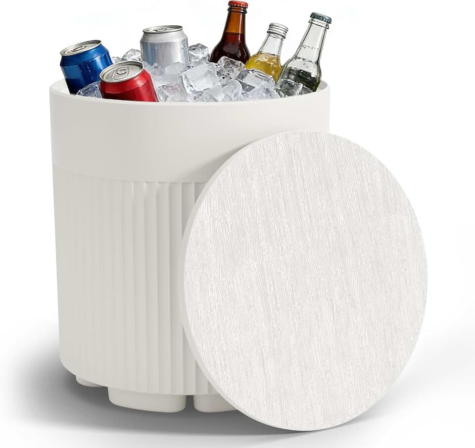 FONTOI Outdoor Cooler Side Table 2 Pack, 2 in 1 Ice Chest Side Table,as Cooler Side Table,Cooler Table for Patio, Parties Picnics, Beach
