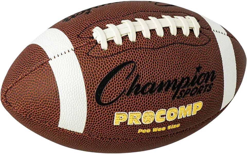 Champion Sports Pro & Composite Series Footballs – Water-Resistant Composite, Indoor/Outdoor, Official–Pee Wee Sizes
