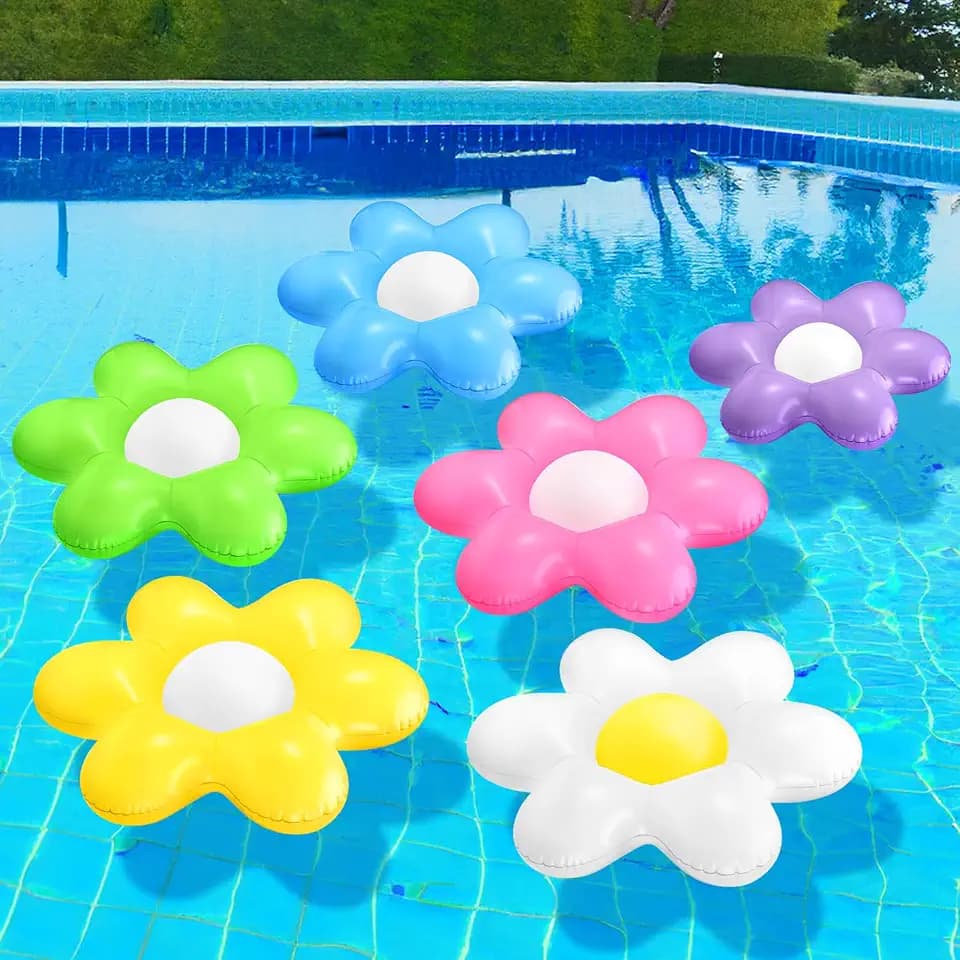 Leyndo 6 Pcs Inflatable Daisy Float Flower Balloon Pool Party Decor