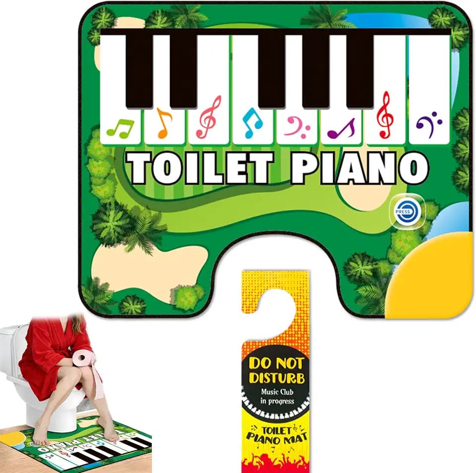 Toilet Piano Mat 60x48cm, Klaviermatte Rutschfeste Matte für Badezimmer, Lustige Zehensteppmaschine