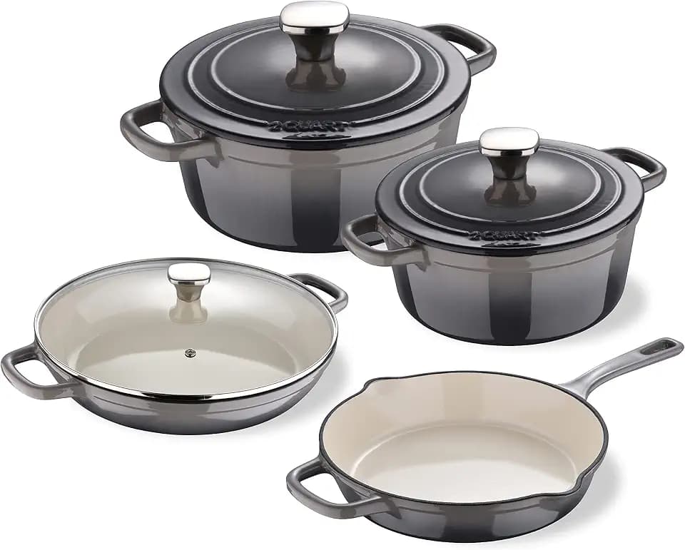 MasterPro Unique | Topfset 7-Teilig mit 3 Pfannen von 19, 27 und 30,5 cm Durchmesser und 1 Pfanne von 24,5 cm Durchmesser mit Deckeln | Ergonomischer Griff | Geeignet für Alle Herdarten