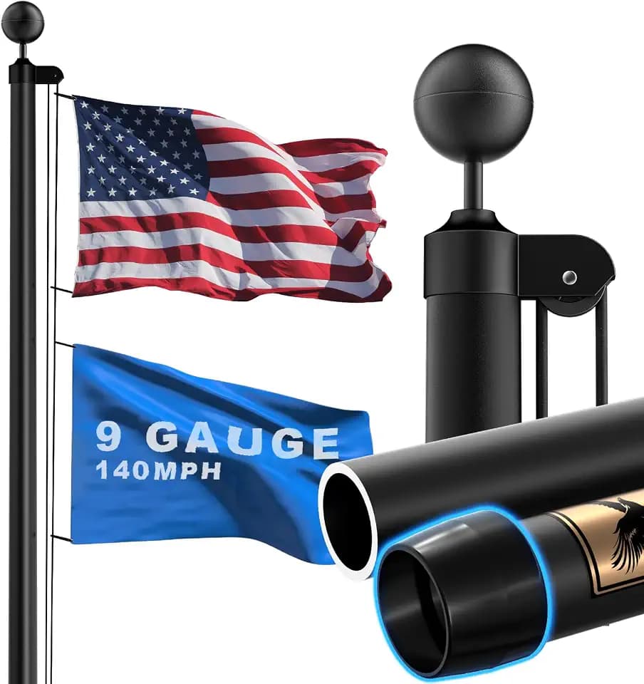9 Gauge 25FT Flag Pole Heavy Duty Aluminum Kit with 3x5 American Flag