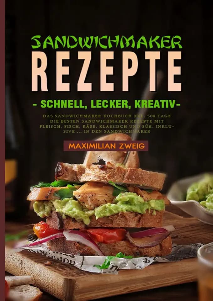 Sandwichmaker Rezepte - schnell, lecker, kreativ: Das Sandwichmaker Kochbuch XXL. 500 Tage Die besten Sandwichmaker Rezepte mit Fleisch, Fisch, Käse, ... und Süß. Inklusive ... in den Sandwichmaker