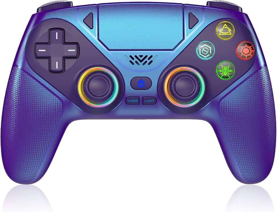 Gamrombo RGB Wireless Controller for PS5/PC – Bluetooth Gamepad with Turbo, Macro, Dual Vibration, 6-Axis Motion, 3.5mm Audio Jack & 1000mAh Battery