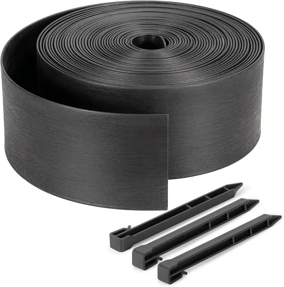 Velway Flexible Rasenkante Kunststoff, Schwarz, Länge 20m, Höhe 13cm
