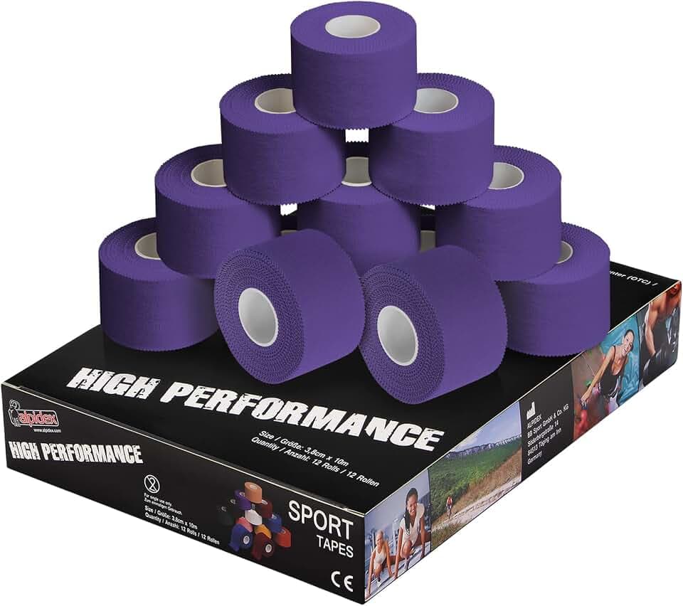 ALPIDEX Sport Tape 12 Rollen 3,8 cm x 10 m Fußball Handball Volleyball