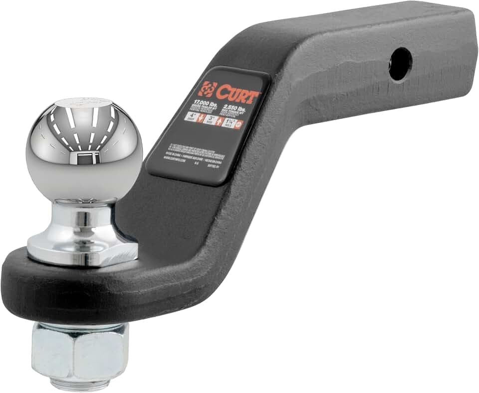 CURT 45332 Trailer Hitch Ball Mount with 2-5/16-Inch Trailer Ball & Hitch Pin, Fits 2-Inch Receiver, 15,000 lbs. GTW, 4-Inch Drop