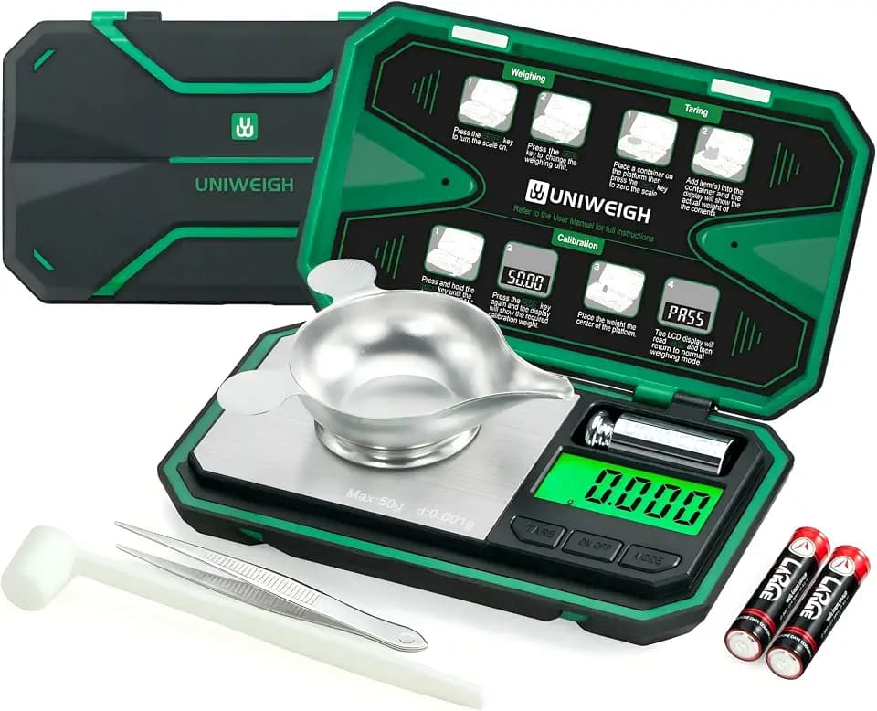 UNIWEIGH Milligramm-Waage Präzision 0,001g/50g, Goldwaage Mini Waage