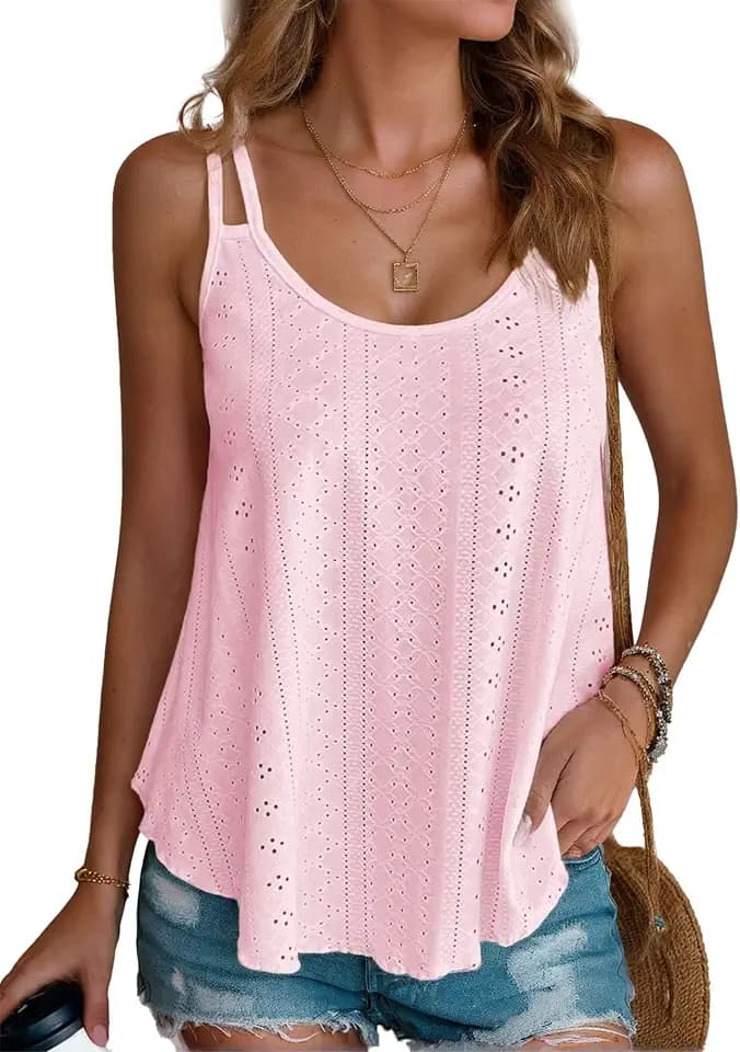 Women's Tank Tops Sleeveless Summer Top Spaghetti Strap Spring Shirt Loose Fit Beach Vacation