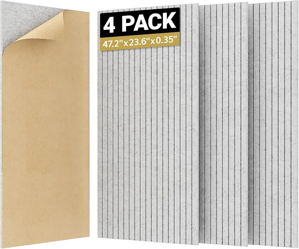 TONOR 4 Pack Large Acoustic Panels,47.2" X 23.6" X 0.35" Acoustical Wall Panel, Self-Adhesive Sound Proof Panels, Decorative Soundproof Wall Panels for Echo Absorption for Home Studio Office, Grey