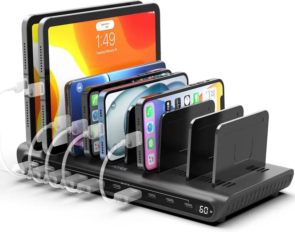 Unitek 10-Port USB-C Charging Station for Multiple Devices with LED Display