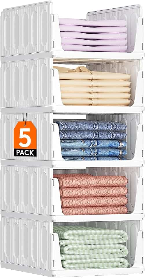 Lifewit 5 Pack Stapelbar Kleiderschrank Organizer für Kleidung 42 cm Tiefe