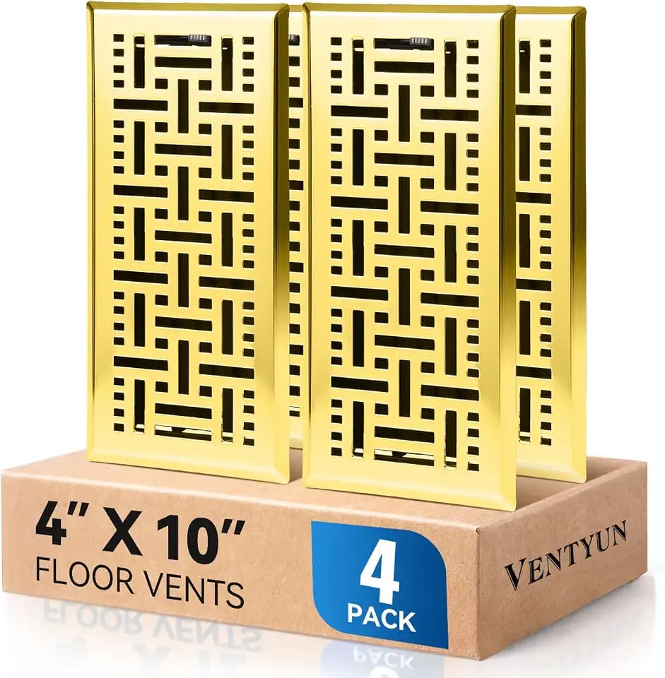 Electroplated Floor Register,4" x 10" 4 Pack,Gold Floor Vents