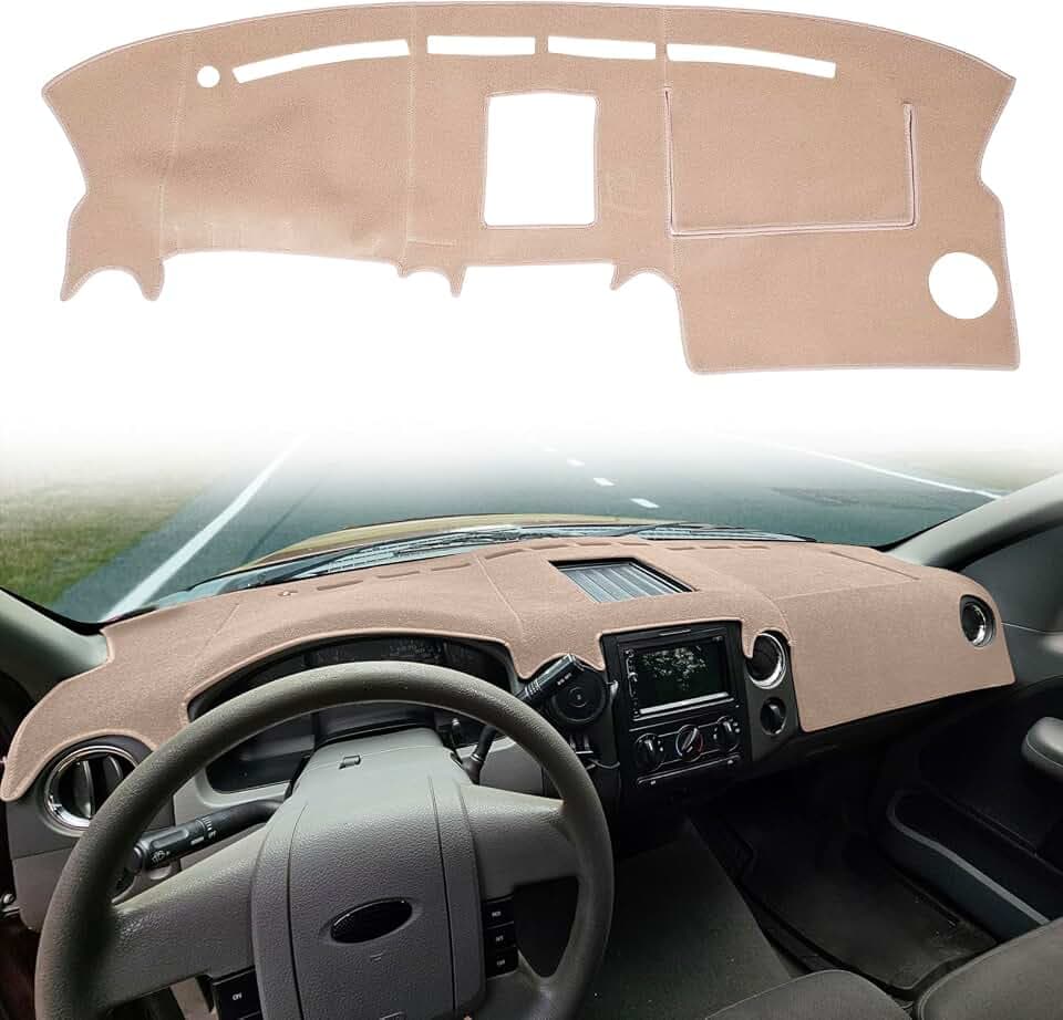 Dashboard Cover Custom Fit for Ford F150 Pickup Truck 2004 2005 2006 2007 2008,Dash Cover Mat Pad Carpet Protector (Beige)
