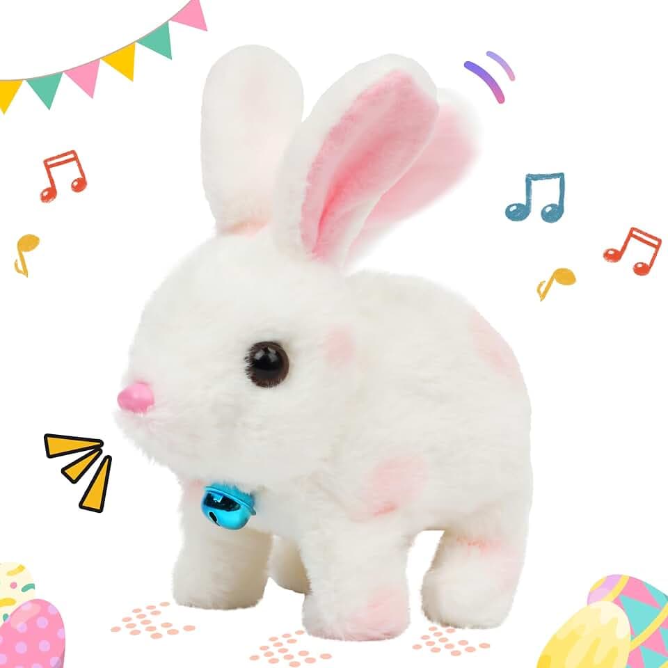 Easfan Pink Jumping Bunny Talking Interactive Plush Toy Gift for Kids