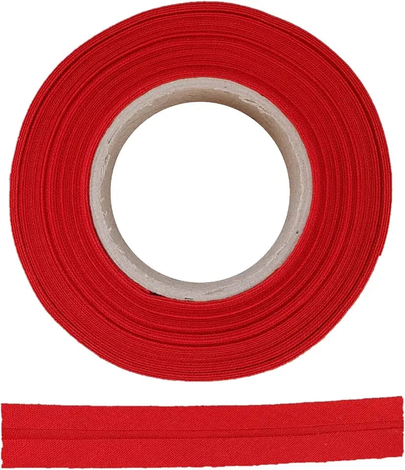 Schrägband aus 100% Baumwolle - 10 m x 18 mm (gefalzt) - Hochwertiges Einfassband, Baumwollband, Schrägband - Ideal zum DIY-Nähen - In Belgien hergestellt, auf Einer Rolle (Dunkelrot)