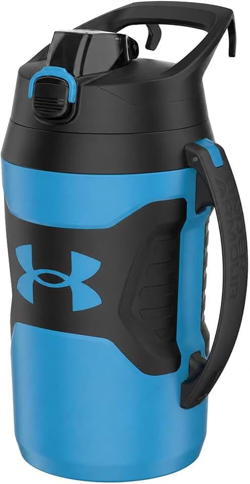 Under Armour Insulated Water Bottle with Handle & Fence Hook, Half Gallon Sports Water Jug, Leak-Resistant & BPA-Free for Baseball, Football & Gym - Ether Blue/Ether Blue, 64oz