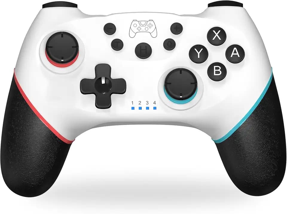 NK Wireless Switch Controller Compatible with Switch/OLED/Lite/Pro, with Wake Function, Macro Settings, Bluetooth, 6-Axis Sensor, Turbo Function, Dual Shock, LED Indicators, White