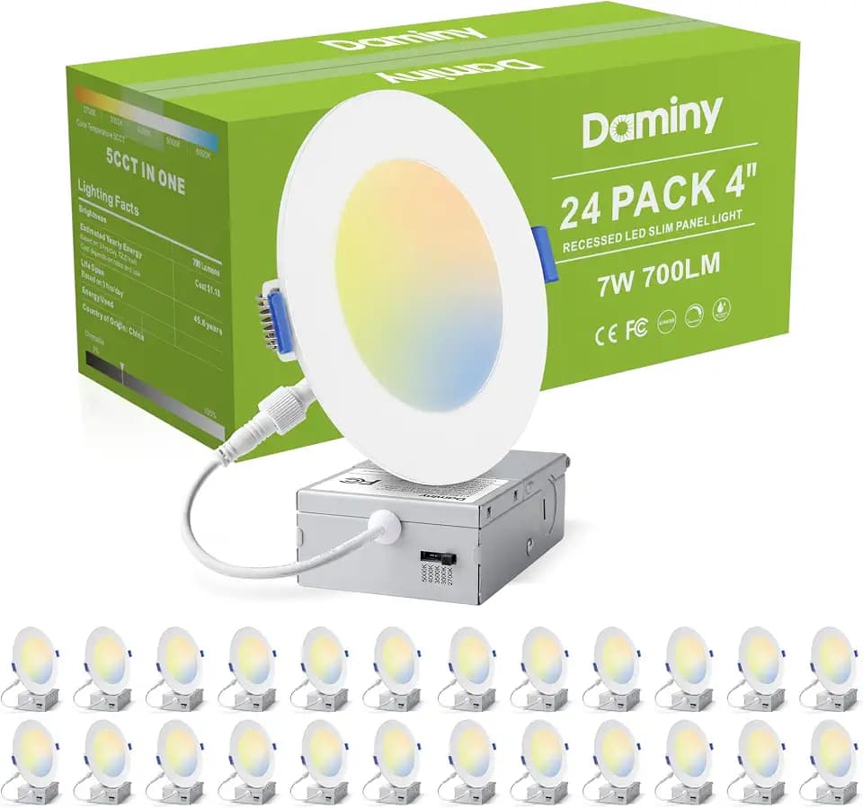 DAMINY 24 Pack 4 Inch LED Recessed Lighting, Canless Wafer Downlight