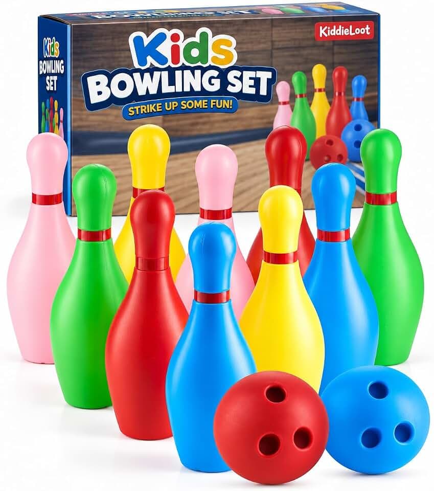 Kids Bowling Set with 10 Pins & 2 Balls Indoor Outdoor Bowling Game