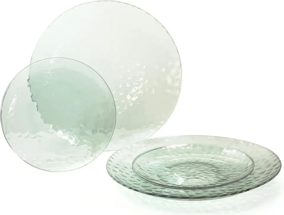 OCCASIONS 50 Pack Plastic Plates for 25 Guests (Coastal Clear Green)