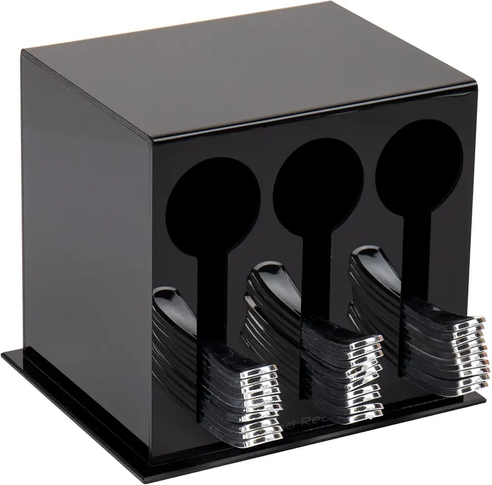 Mind Reader Utensil Dispenser, Silverware Organizer, Plastic Fork and Spoon Dispenser, Kitchen, Black