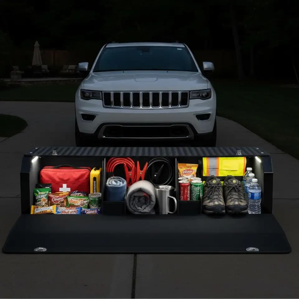Leater SUV Trunk Organizer with LED Light, Trunk Storage Organizer with LED