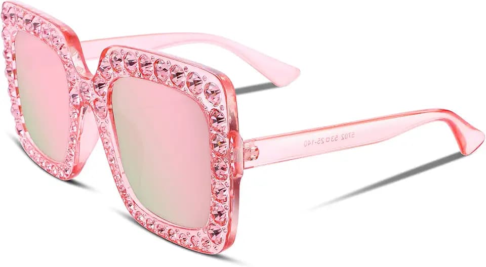FEISEDY Damenbrille Sparkling Design Sonnenbrille Übergroßer Sonnenbrille quadratischer dicker Rahmen für Damen B2283