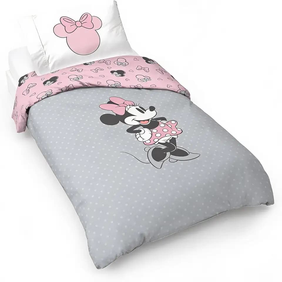 Disney Minnie One of a Kind 100% Baumwolle Kinderbettwäsche-Set 135x200 cm Einzelbettgröße - Bettbezug + Kissenbezug 50x70 cm