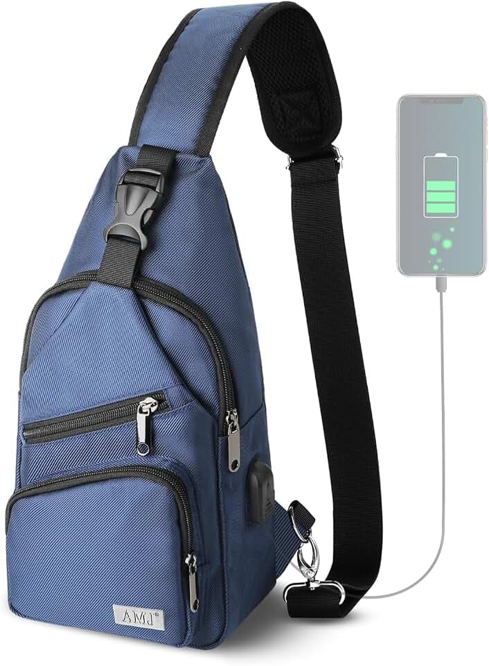 AMJ Crossbody Sling Bag Men Women, Casual Shoulder Backpack, Chest Daypack Satchel for Hiking Travel