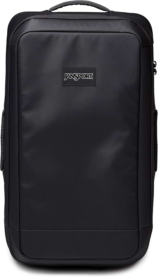 Jansport Good Latitude 95L Rolling Duffel Bag - Checked Bag, Heavy Duty Travel Suitcase with Wheels, TSA Lock & Polycarbonate Hard Shell Bottom, Smokey Grit