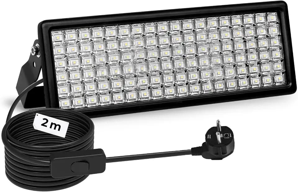 100W LED Strahler mit 2m Kabel, Schalter & Stecker, AC 85V-305V