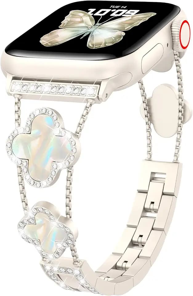 Bling Diamond Lucky Clover Band Compatible with Apple Watch Bands for Women