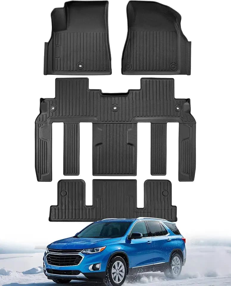 All Weather Floor Mats for Chevy Traverse 2009-2017 TPE Liners (7 Seats)