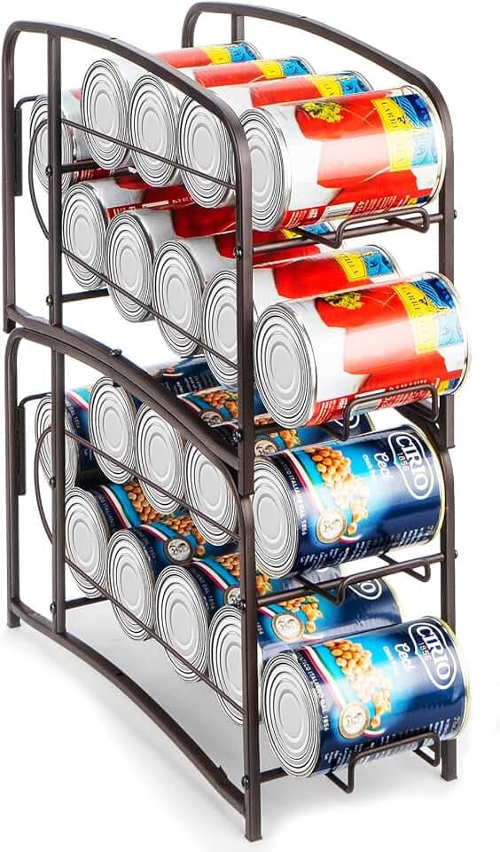 Mutool 2 Stück stapelbare Dosenregalhalter, Dosen-Organizer für Kühlschrank, Küchenschrank, Dosenhalter, Aufbewahrungsregal für Arbeitsplatte, Speisekammer-Organizer und Aufbewahrung, Bronze