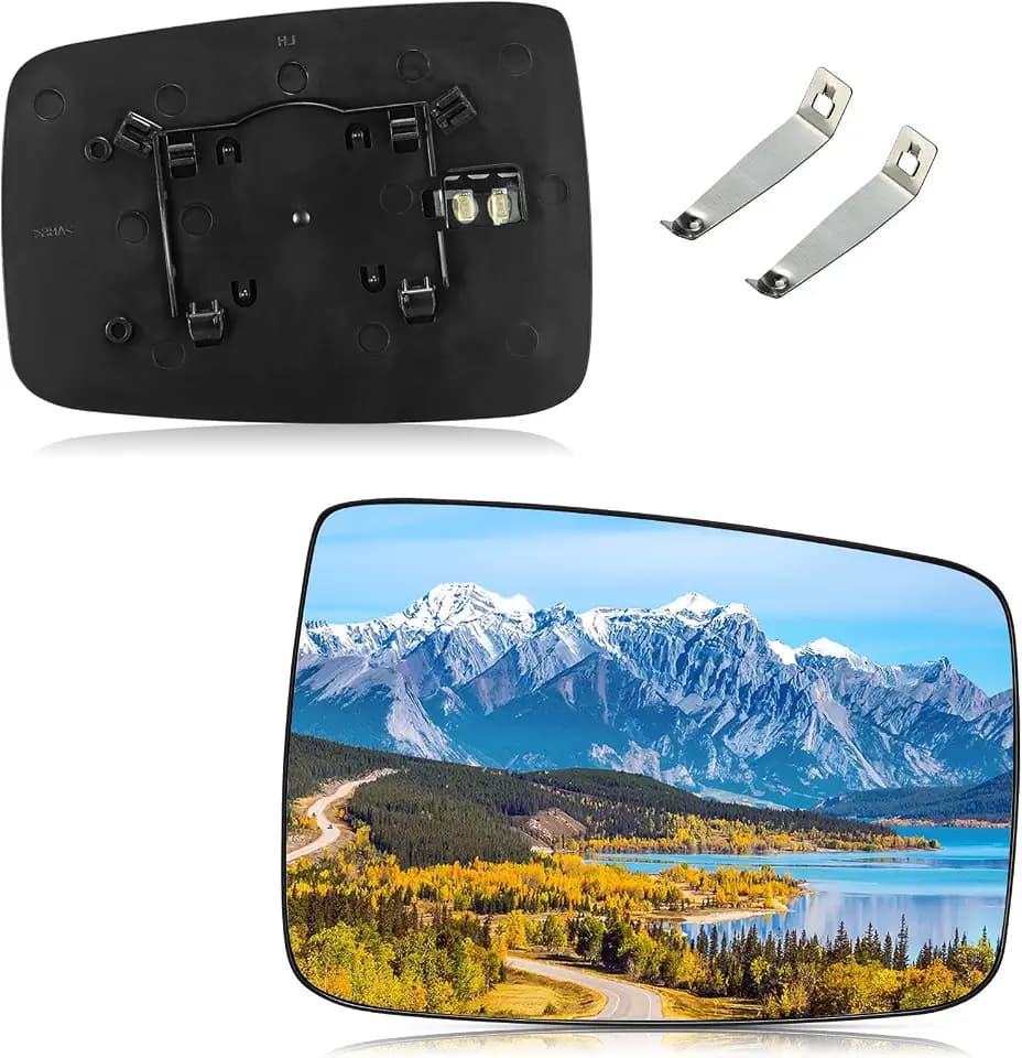 BDFHYK Passenger Side Heated Mirror Glass Compatible with Dodge Ram 1500 2500 2009-2018, Convex Side View Mirror with Backing Plate, Replaces 68050298AA, 68079362AA