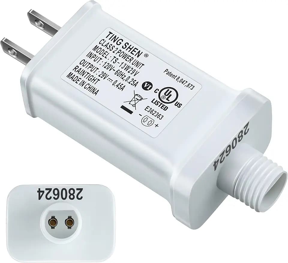Enhon 29V LED Power Supply, UL Certified Transformer Replacement, Low Voltage Transformer US Plug Adapter for Christmas Tree LED String Lights, White (TS-13W29V)