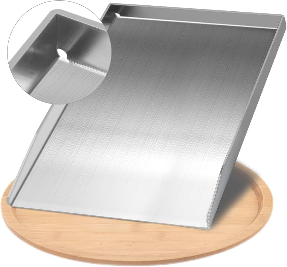 Massive Edelstahl Plancha Grillplatte 28x20 cm, Universal Grillplatte für Gas & Kohlegrill, BBQ Zubehör Geschenk für Männer