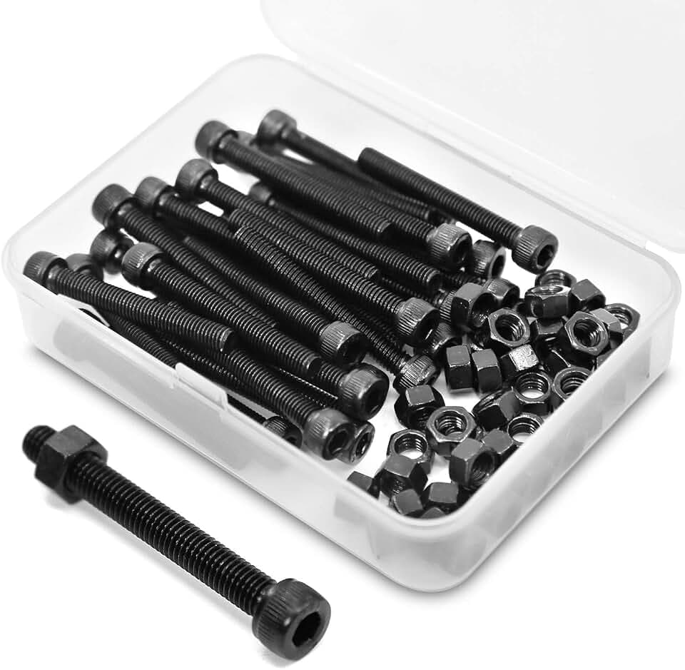M5*60mm 30 Stück Innensechskantschraube und Mutter Kombinationsbox Zylinderschrauben mit Innensechskant 12,9 Grad Kohlenstoffstahl