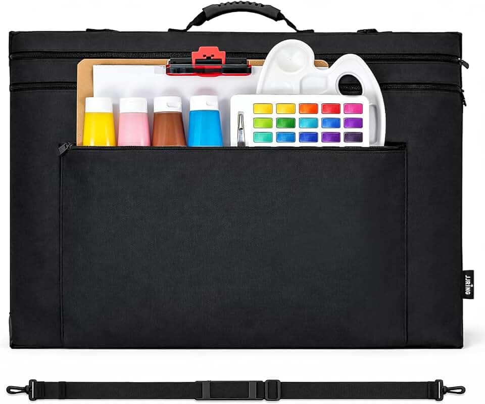 JJRING 24x36 Art Portfolio Tote Bag With Shoulder Strap, Black