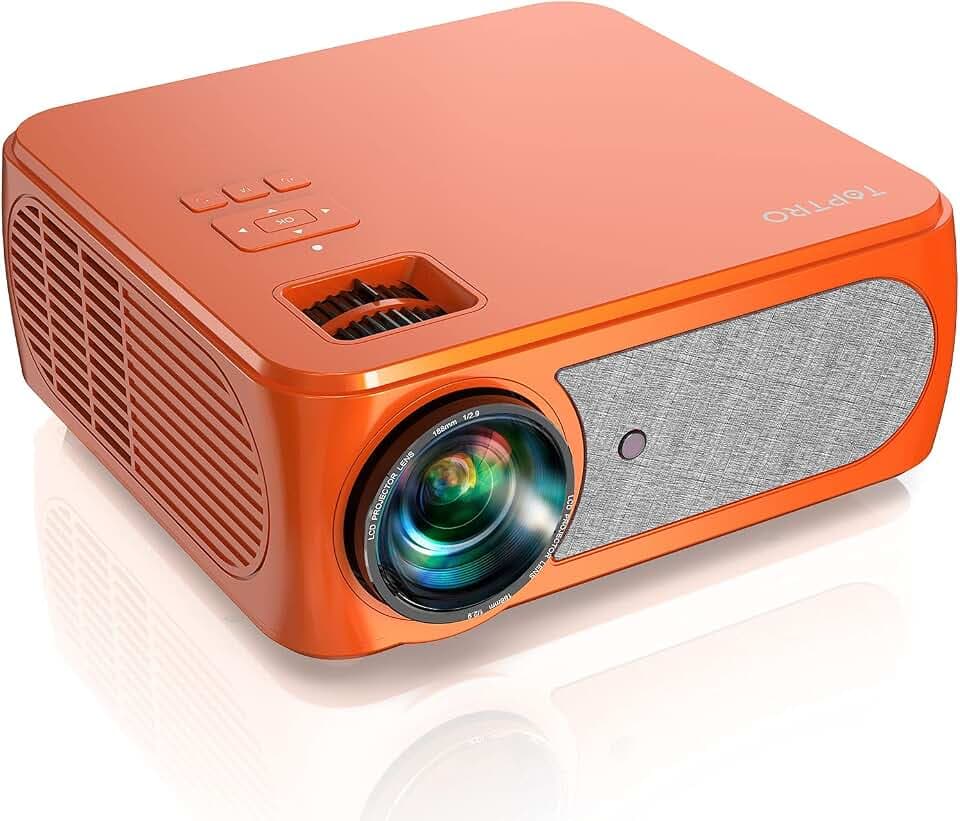 TOPTRO Mini Beamer, 7000 Lumen, WiFi Bluetooth Beamer Projektor, Support 1080P Full HD, mit HiFi-Lautsprecher, kompatibel mit TV-Stick/Handy/Laptop/DVD/PS4/SD/AV…