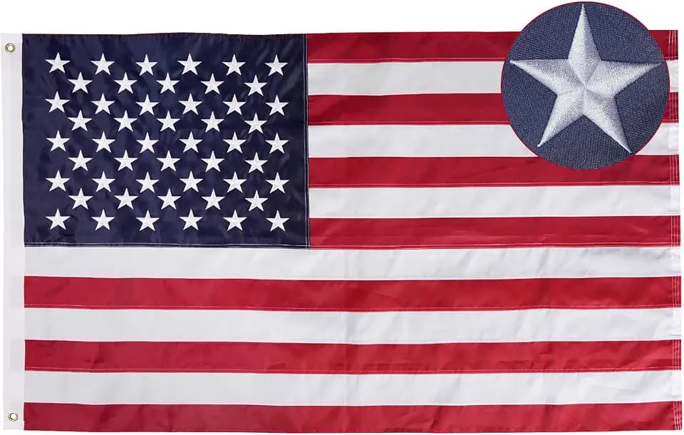 Bradford Embroidered American Flag 2x3 ft Outdoor, Heavy Duty America US USA Flags for Outside, Vivid Color 24x36 Inches American Flag with 2 Brass Grommets