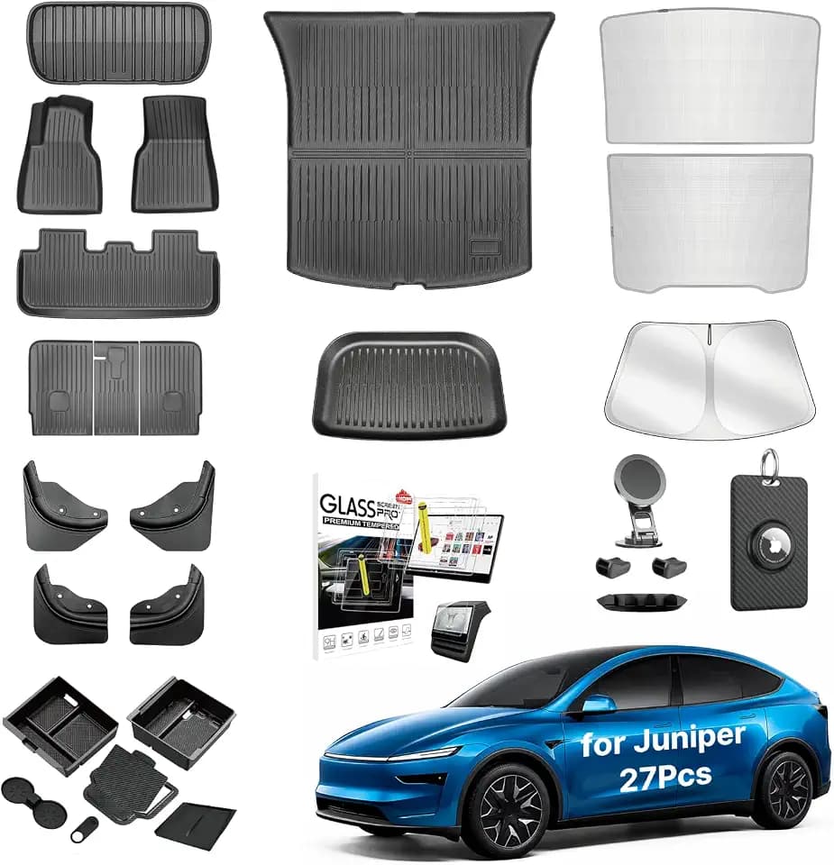 IXTRA 27Pcs Accessories Kit for Tesla Model Y Juniper 2026 2027 Floor Mats