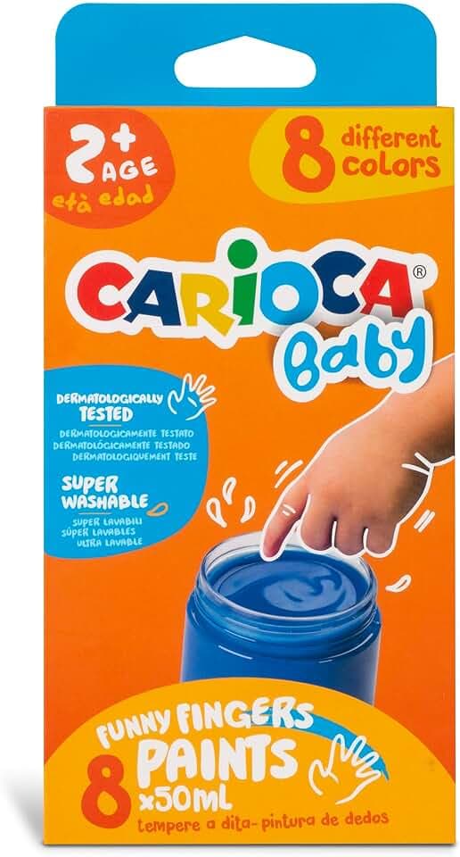 Carioca WHITE PARMATTE 8 FARBEN 8X50 ML SUPER WASHABLE 2+ LING
