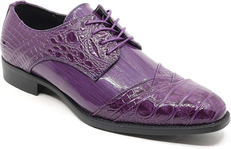 Metrocharm Men's Formal Fashion Tuxedo Wedding Lace Up Cap Toe Dress Shoe croco-04