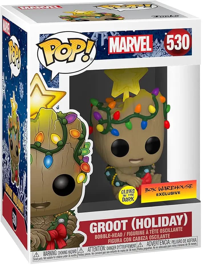 Funko Pop! Marvel Holiday Groot with Lights (Glow in The Dark), Exclusive